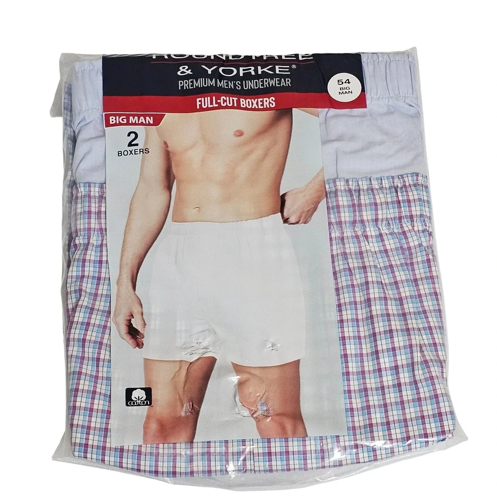 Lot of 2 Big Man Boxers Size 54 Roundtree & Yorke (4 Pairs) Full-Cut Underwear‎